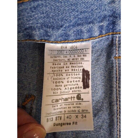 Carhartt Mens Carpenter Jeans 40 x 34 Dungaree Workwear Blue Denim Pants - Picture 5 of 7